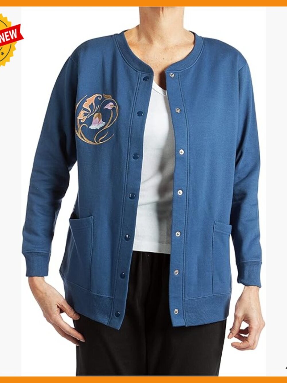 Women's Fleece Cardigan with Pockets and Snap Buttons